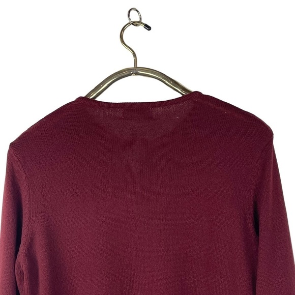 PENDLETON PAINTED FLORAL BUTTON DOWN CHERRY RED CARDIGAN SWEATER - Picture 9 of 14